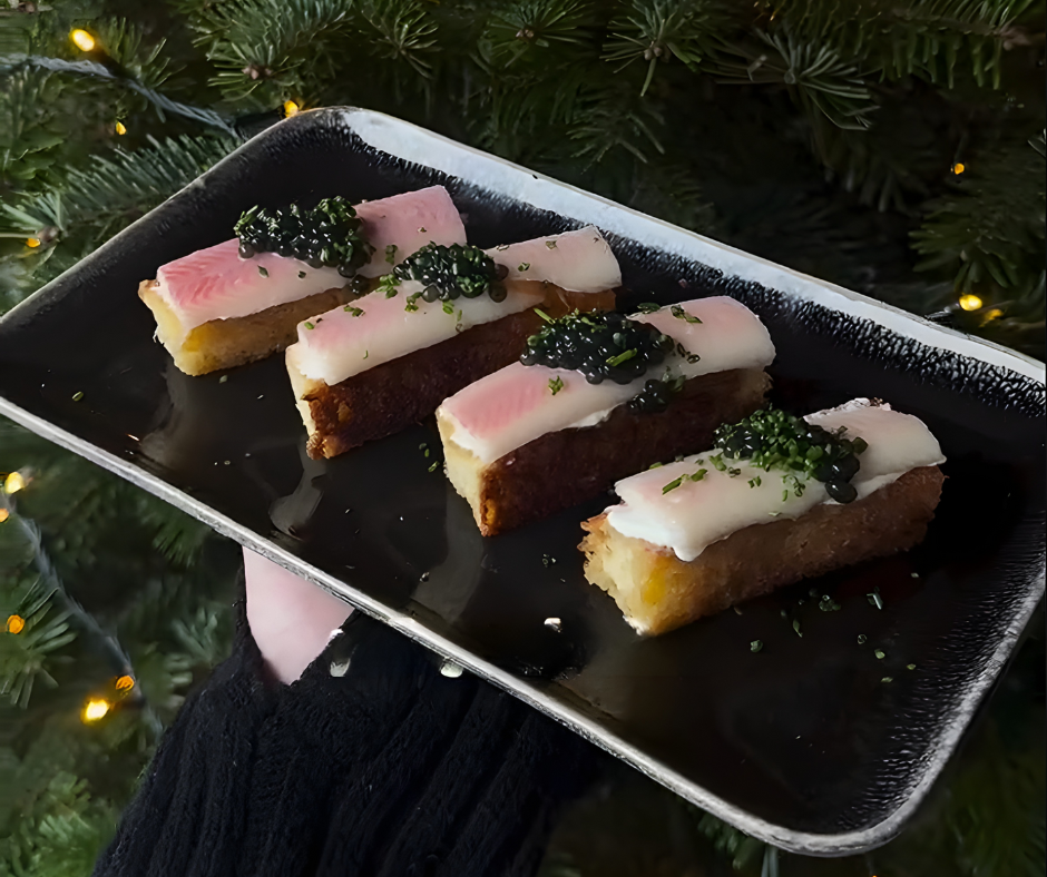 Brioche met gerookte paling & kaviaar