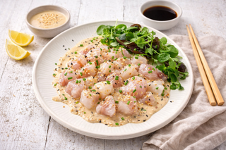 Dorade Ceviche met Sesam–Tahinsaus