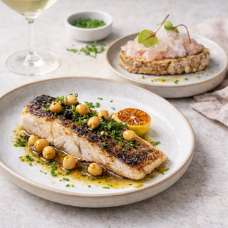 Gebrande Zeebaars met Tartaar & Notenboter Vinaigrette