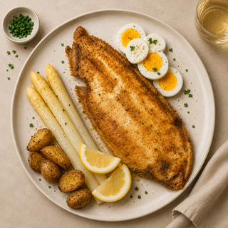Noordzeetong met Asperges en BBQ krieltjes