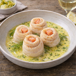 Gestoomde Tong Zalmrolletjes met Citroen Boter Saus