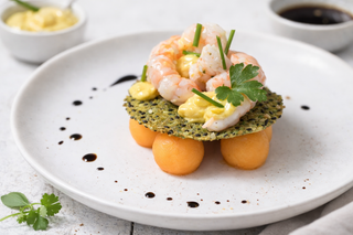 Langoustines met Meloen, Kerriemayonaise & Kletskop