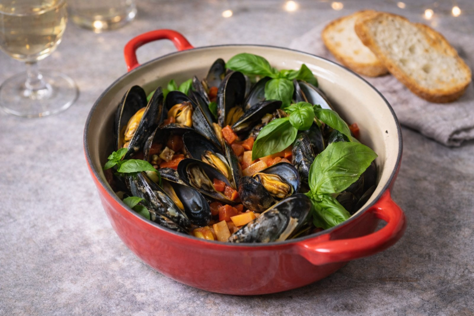 Mosselen op Mediterraanse wijze