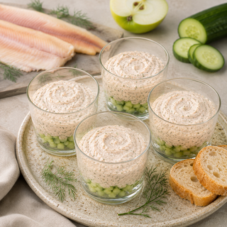 Romige Gerookte Forel Mousse met Appel en Komkommer