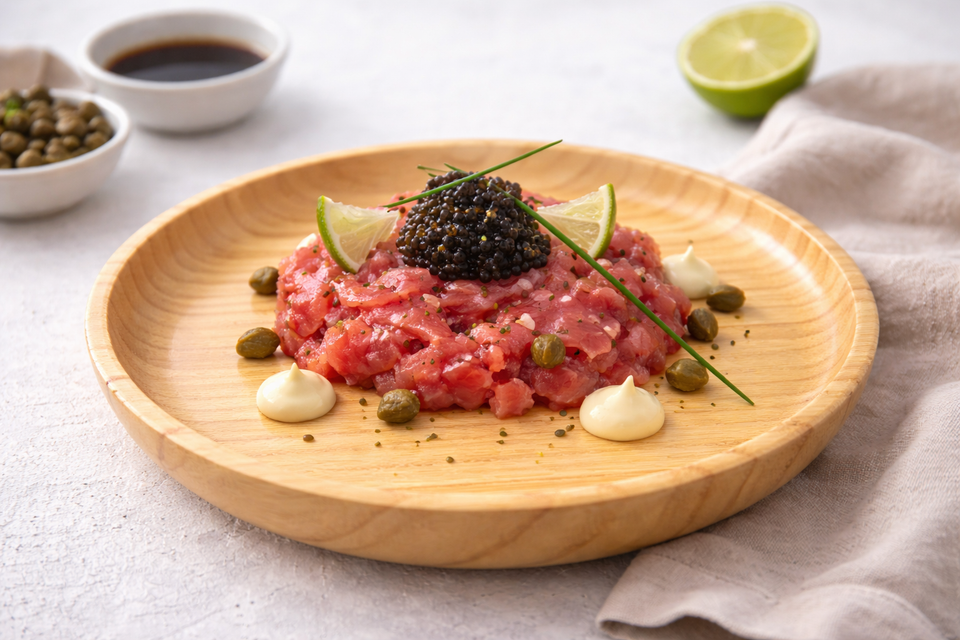 Tonijntartaar met Kewpiemayo & kaviaar