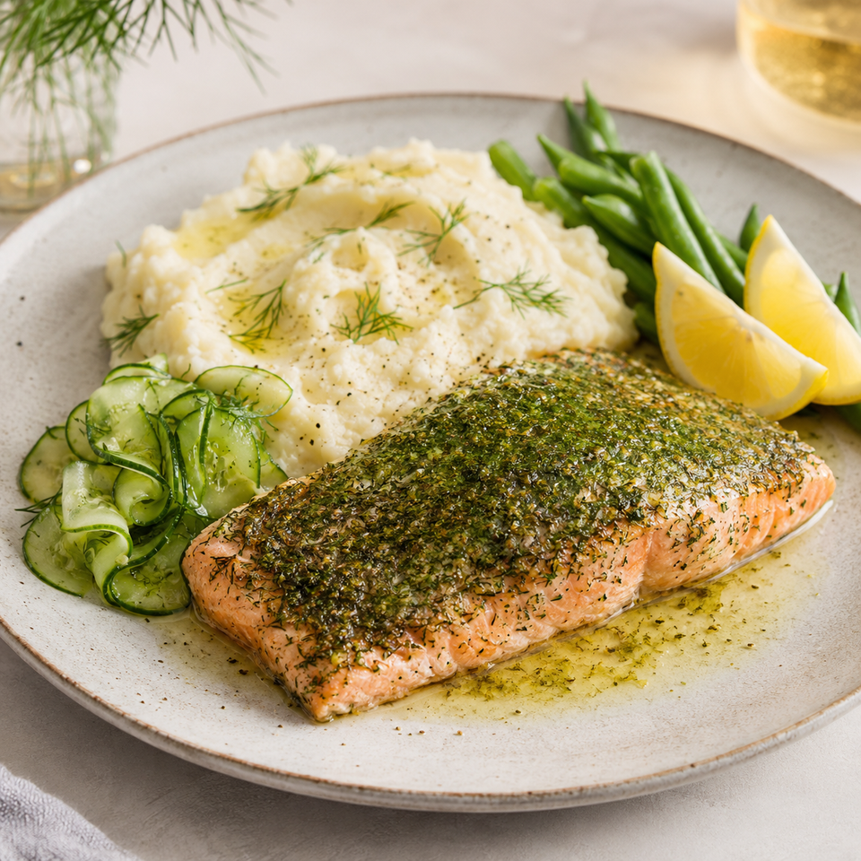 Zalm Gravad Zalm Gravad Lax met Aardappelpuree of Zuurdesembrood