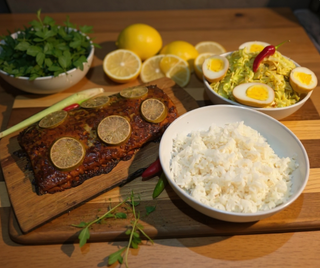 Gemarineerde Zalmzijde met Indonesische boemboe