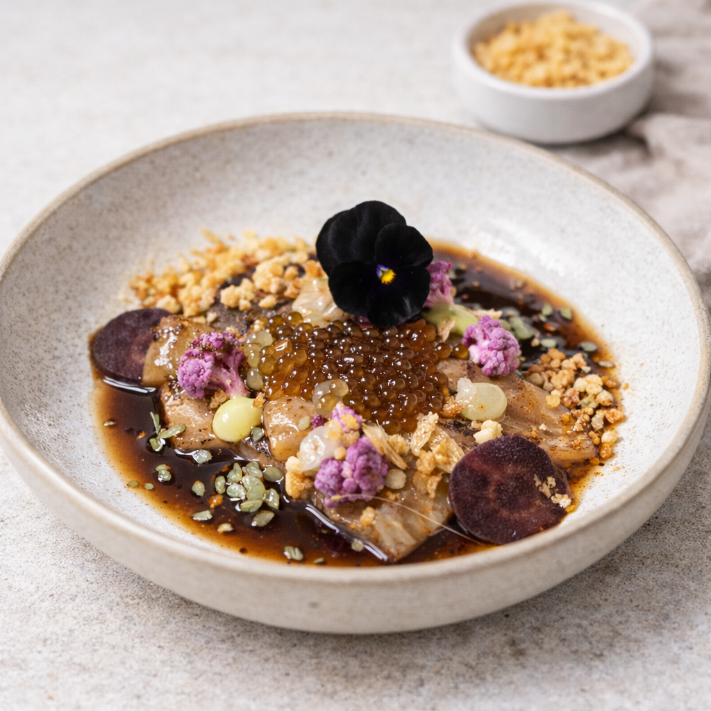 Zeebaars met PX Marinade, Dragoncrème & Limoen