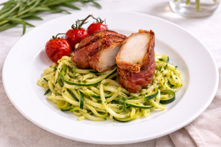 Zeeduivelfilet, serranoham & courgette spaghetti