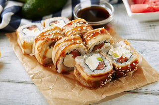Gerookte paling sushi roll