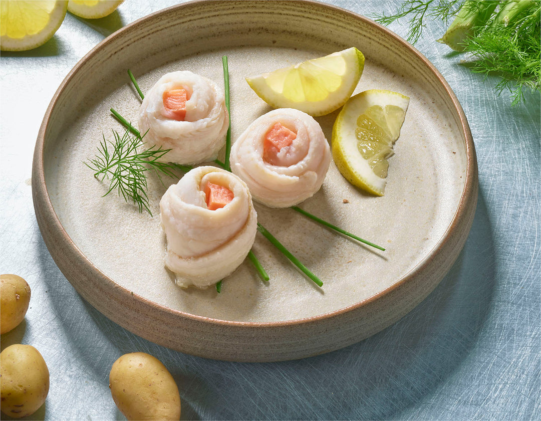 Gestoomde Tong Zalmrolletjes met Citroen Boter Saus